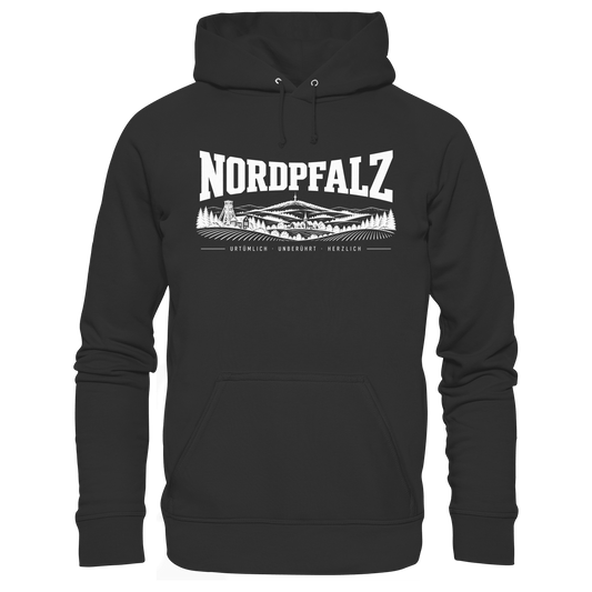 Nordpfalz - Unisex Organic Hoodie in Black with unique graphic design, made from 100% organic cotton for comfort and sustainability.