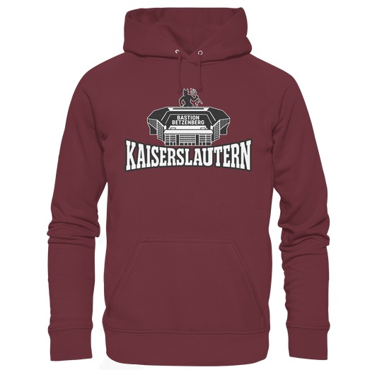 Kaiserslautern Stadion - Unisex Organic Hoodie in Burgundy made from 100% Bio-Baumwolle, comfortable and sustainable.